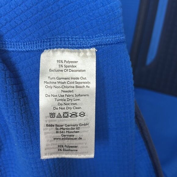 Eddie Bauer Royal Blue Waffle Print 1/2 Zip Pullover Size Large - Picture 9 of 10